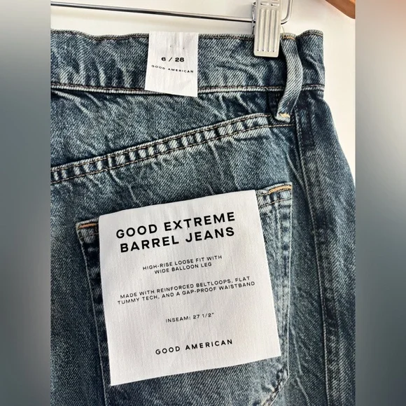 NWT Good American Good Extreme Barrel Jeans - Picture 8 of 10